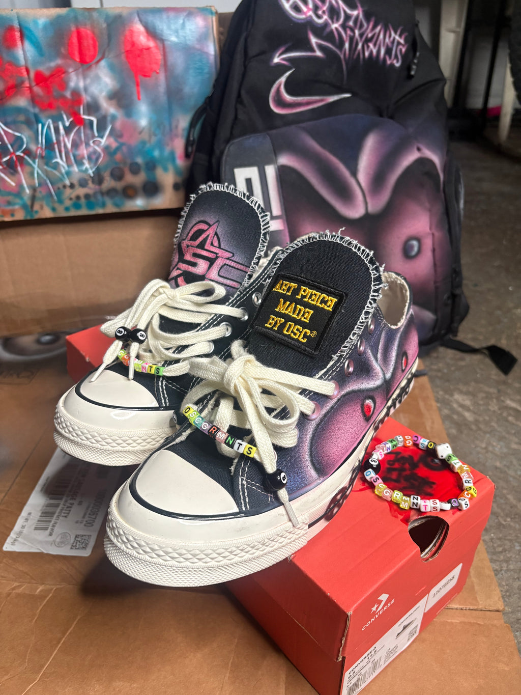osc lowtops chucks with beads