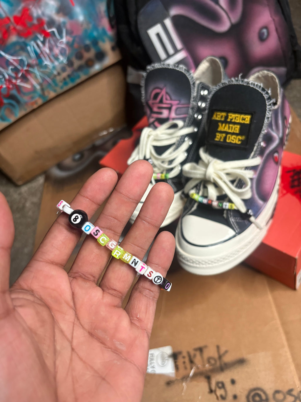 osc lowtops chucks with beads
