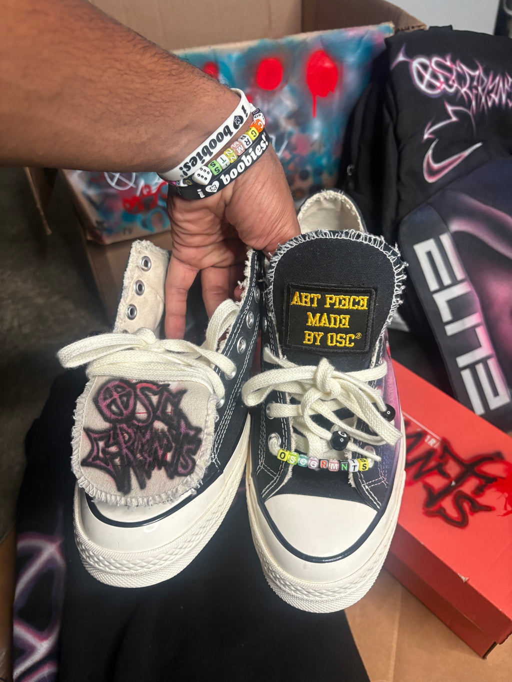 osc lowtops chucks with beads
