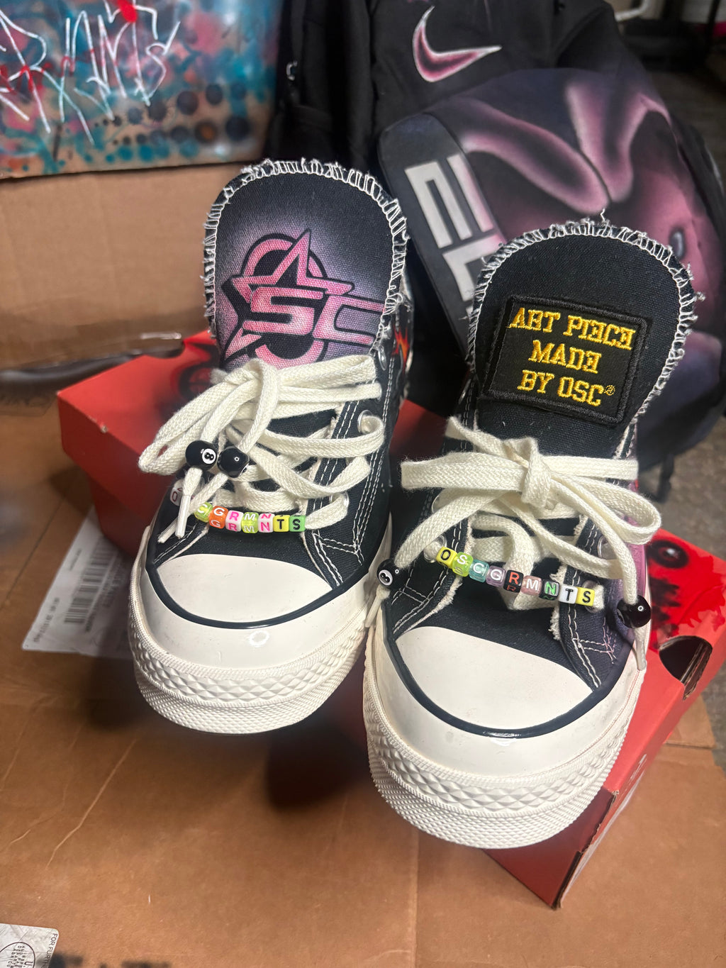 osc lowtops chucks with beads